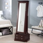 Black Standing Mirror Jewelry Armoire