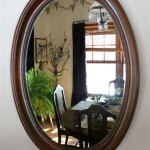 Large Oval Wood Framed Mirror