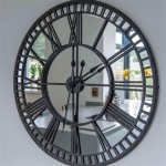 Libra Furniture Oversized Black Iron And Mirrored Skeleton Wall Clock