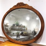 Oval Beveled Mirror Wood Frame