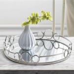 Round Mirrored Tray Silver